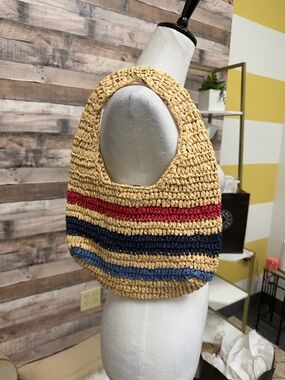 Universal Threads Co. Striped Woven Straw Handbag OS